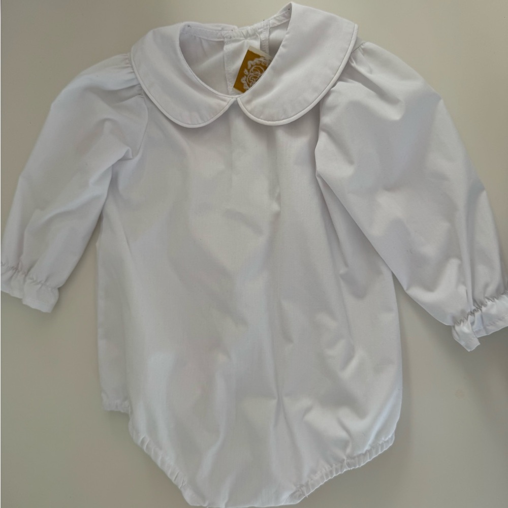 The Beaufort Bonnet Company White Peter Pan Collar One-Piece Bodysuit